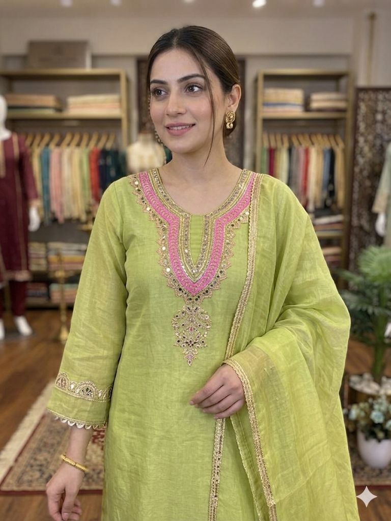 REAL MIRROR WORKED TOP, PANT WITH DUPATTA