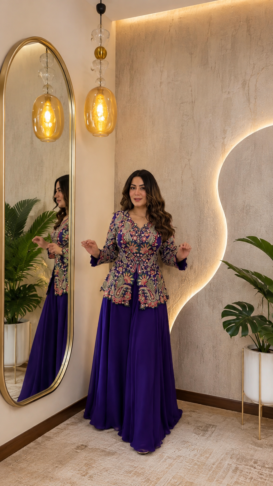 Designer Two Piece Top & plazzo With Sequence Embroidery Work