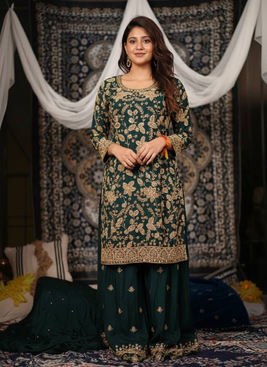 HEAVY SEMI-BEADS EMBROIDERY WORK & ELEGANT STYLE