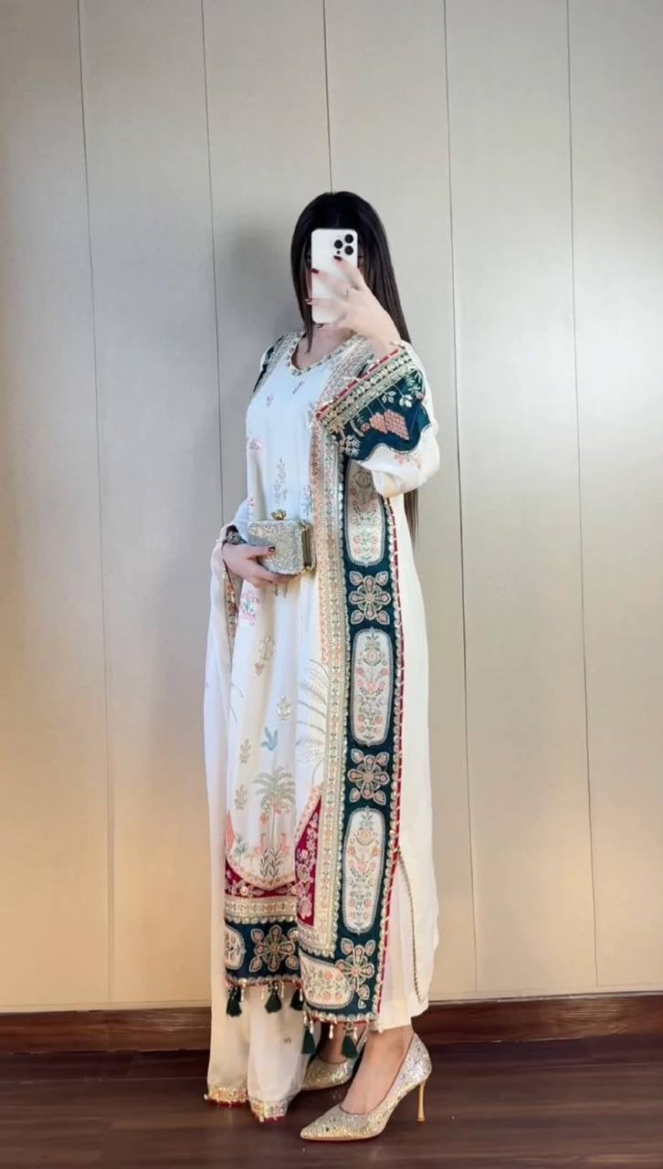 Designer Kaftaan Set with Pant & Dupatta ✨