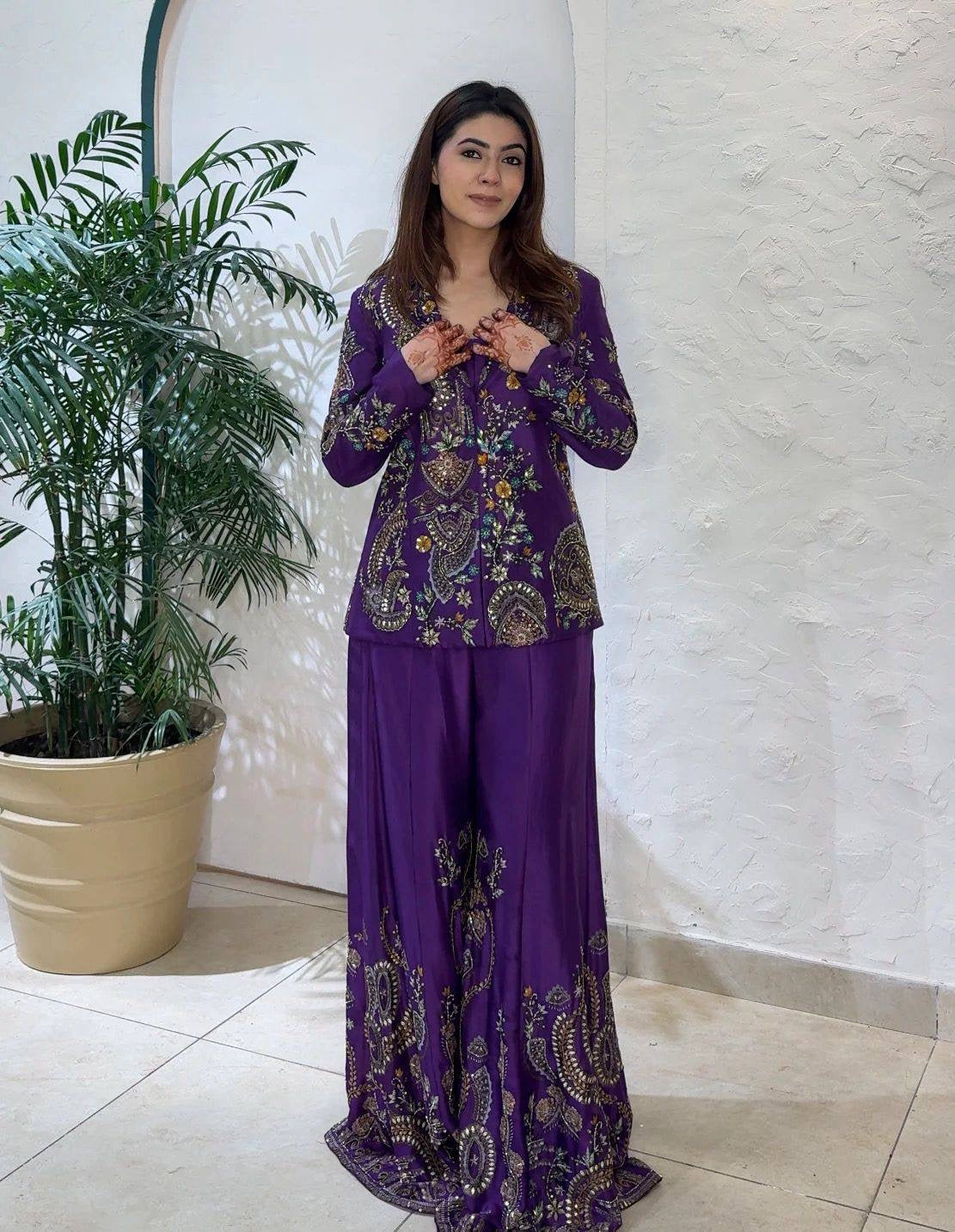 PERFECT FOR PARTY AND WEDDING OUR DESIGNER WEAR 3 PIECE PLAZZO PAIR