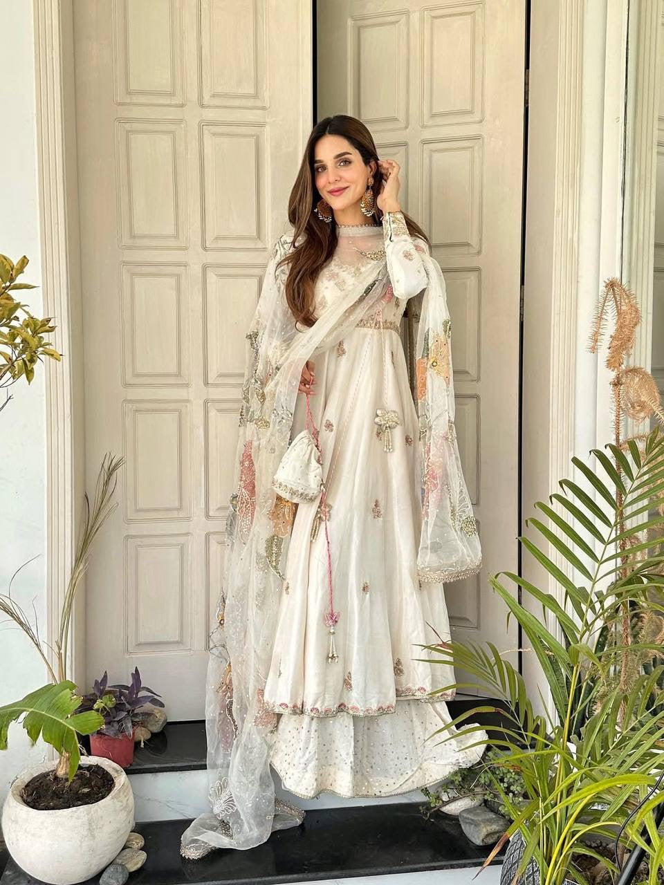 DESIGNER SEQUENCE EMBROIDERED 3 PIECE GOWN PAIR