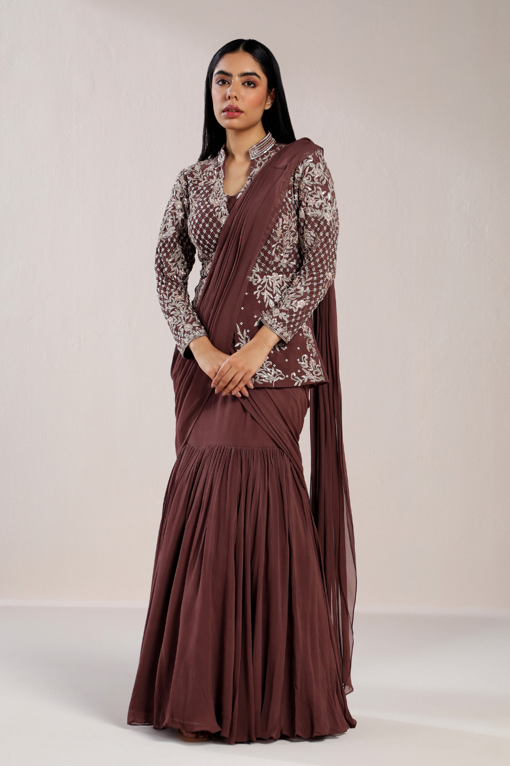 FISH CUT PEPLUM DRAPE SAREE