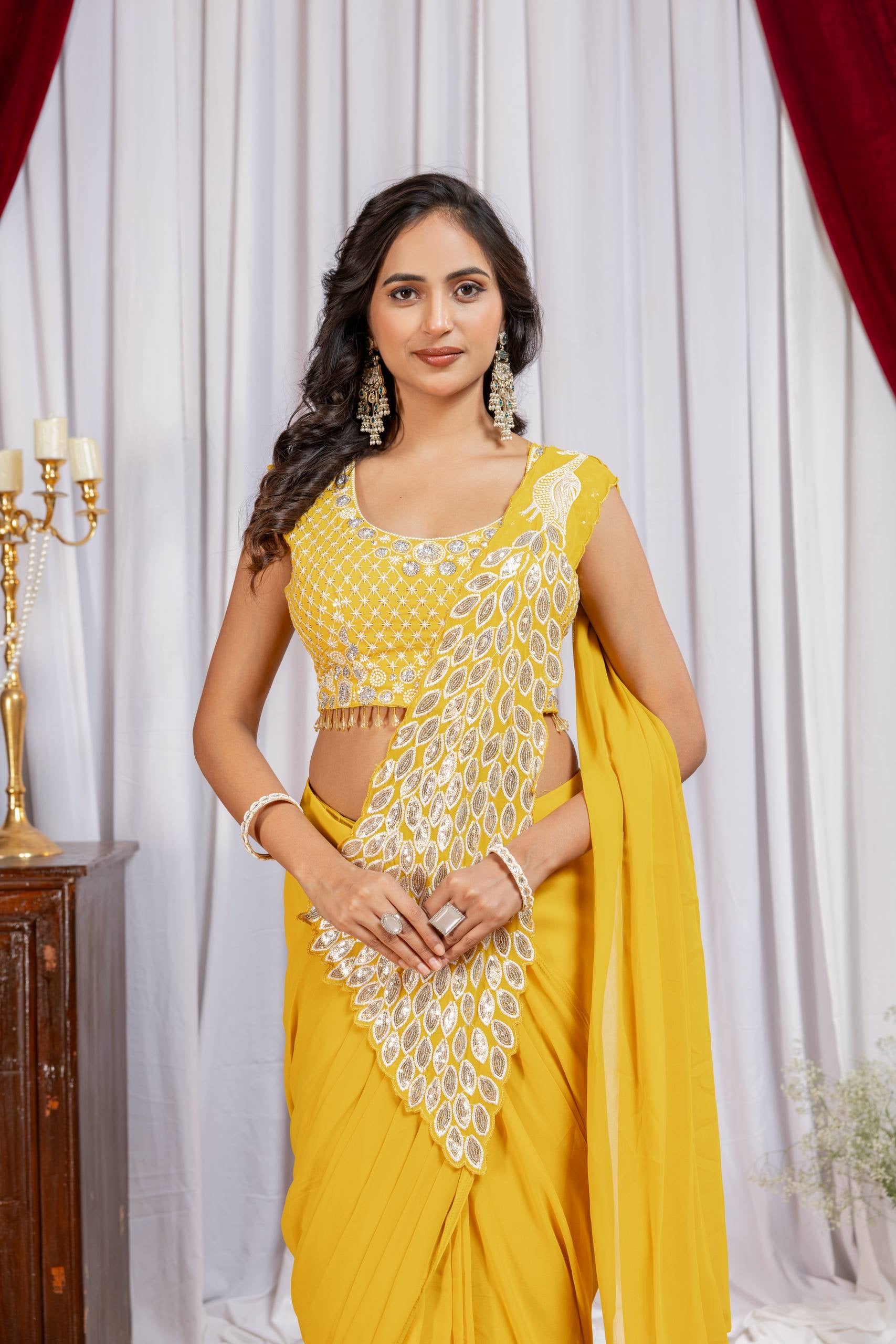 Designer Ready-to-Wear Saree with Stylish Embroidered Blouse