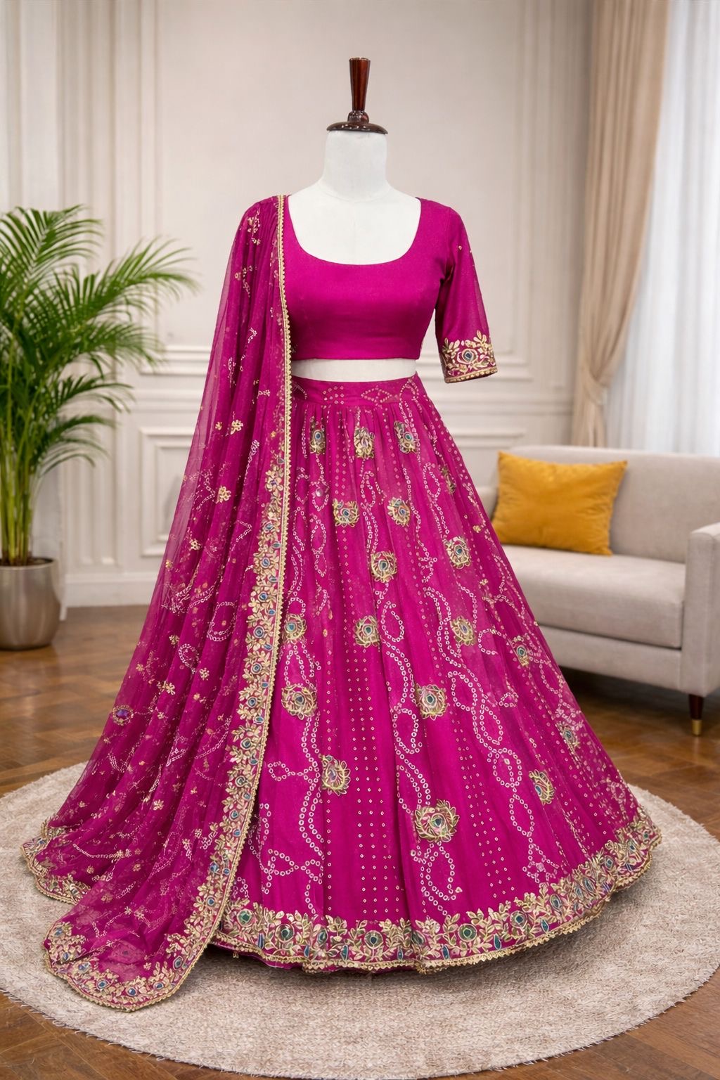 New Super hit Badhani print With Embroidery gotta Patti work Lehengha choli