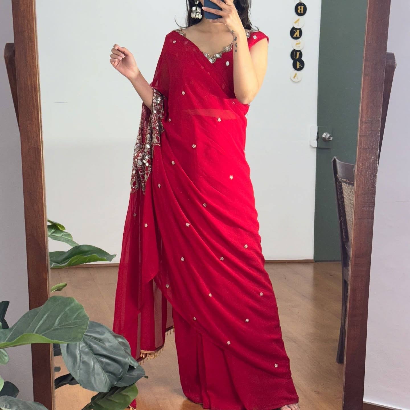 EXCLUSIVE 2 STYLES HAND WORKED DRAPE SAREE