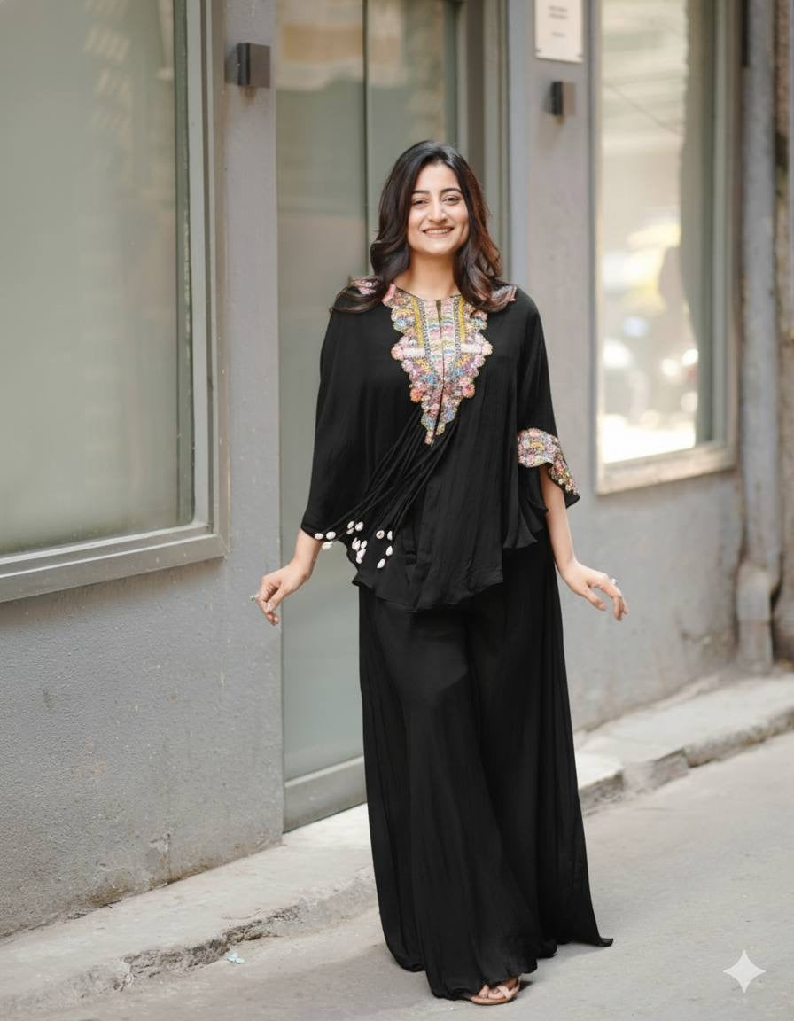 NEW TRENDY THREE PIECE INDO WESTERN WITH SEQUENCE EMBROIDERED WORK