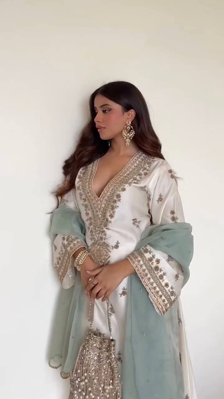 EID 🌙 EXCLUSIVE 3 PIECE PLAZZO PAIR WITH   DUPATTA