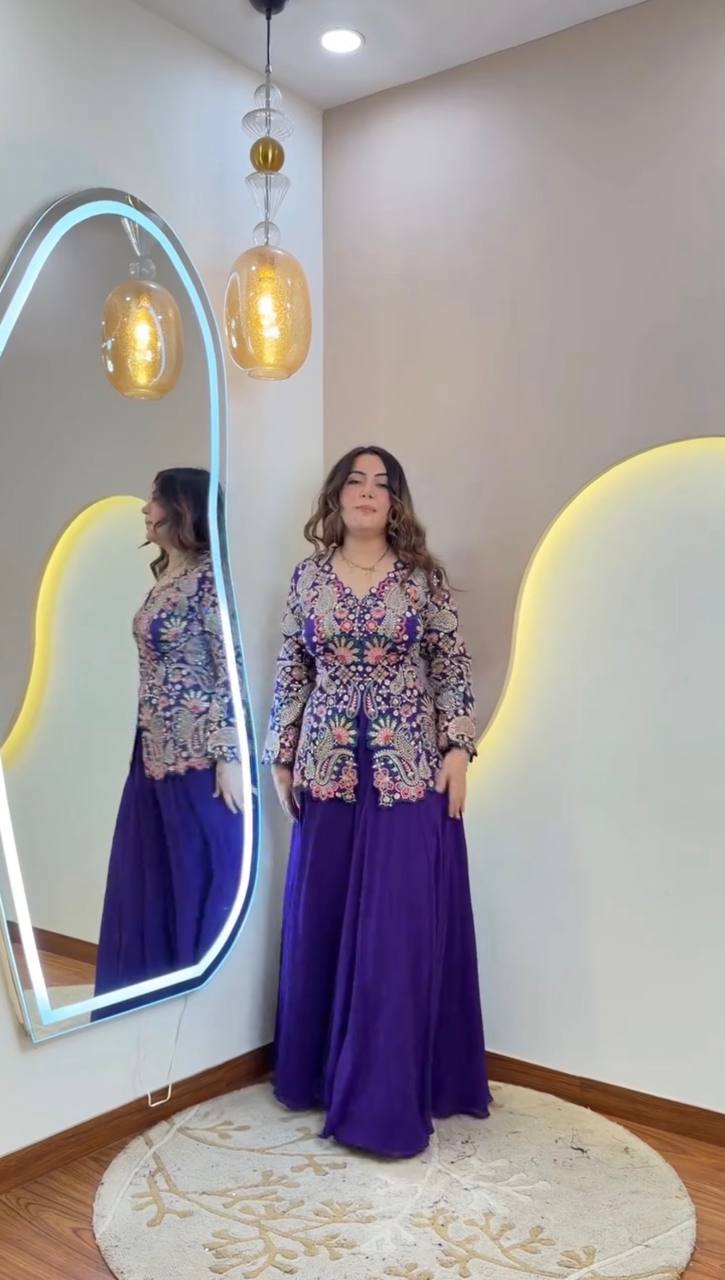 Designer Two Piece Top & plazzo With Sequence Embroidery Work