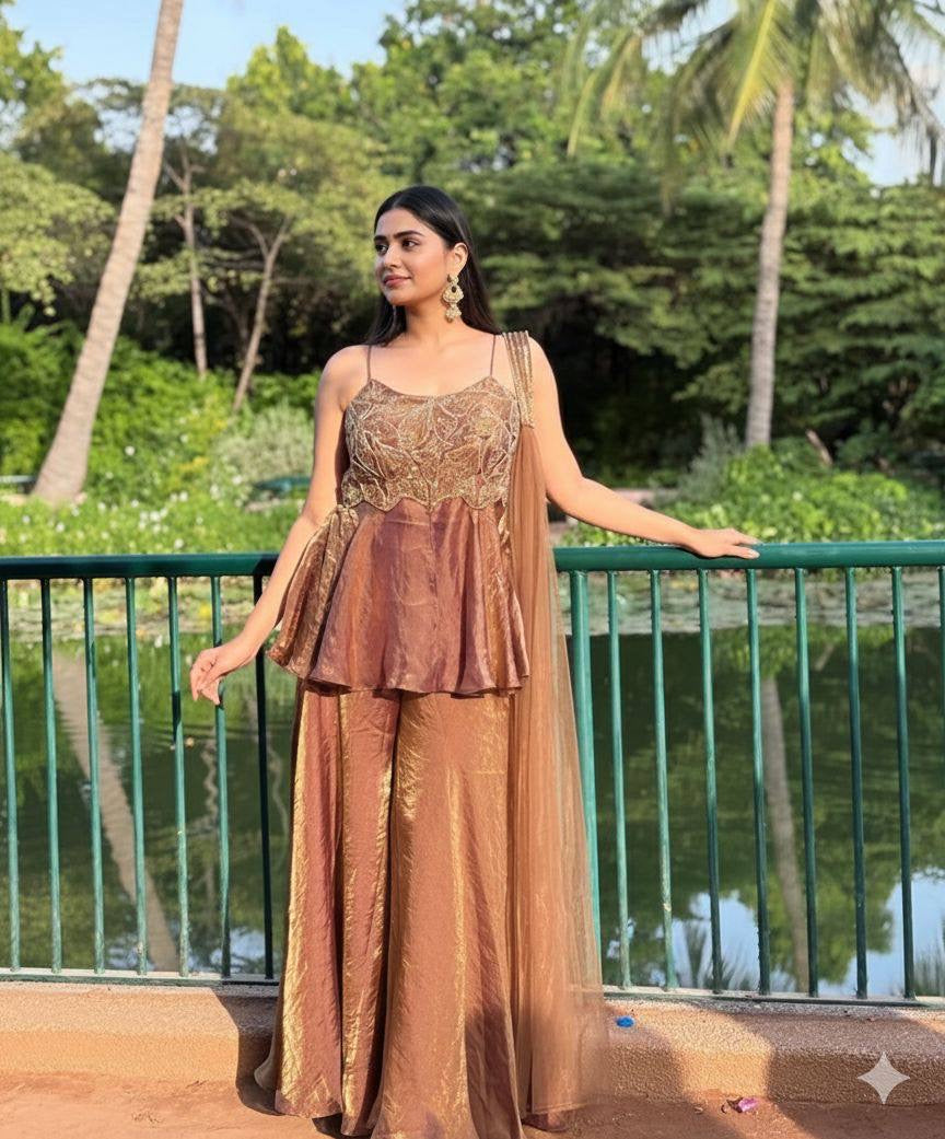 ✨ EXCLUSIVE AND TRENDY FOR WEDDING SEASON OUR SEQUENCE EMBROIDERED TOP, PLAZZO AND DUPATTA ✨