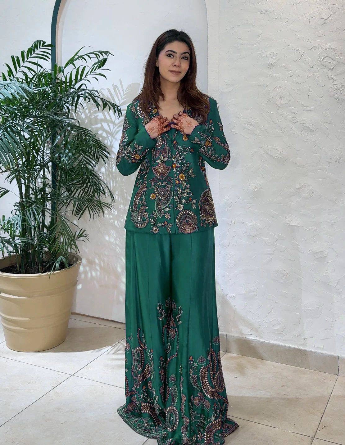 PERFECT FOR PARTY AND WEDDING OUR DESIGNER WEAR 3 PIECE PLAZZO PAIR