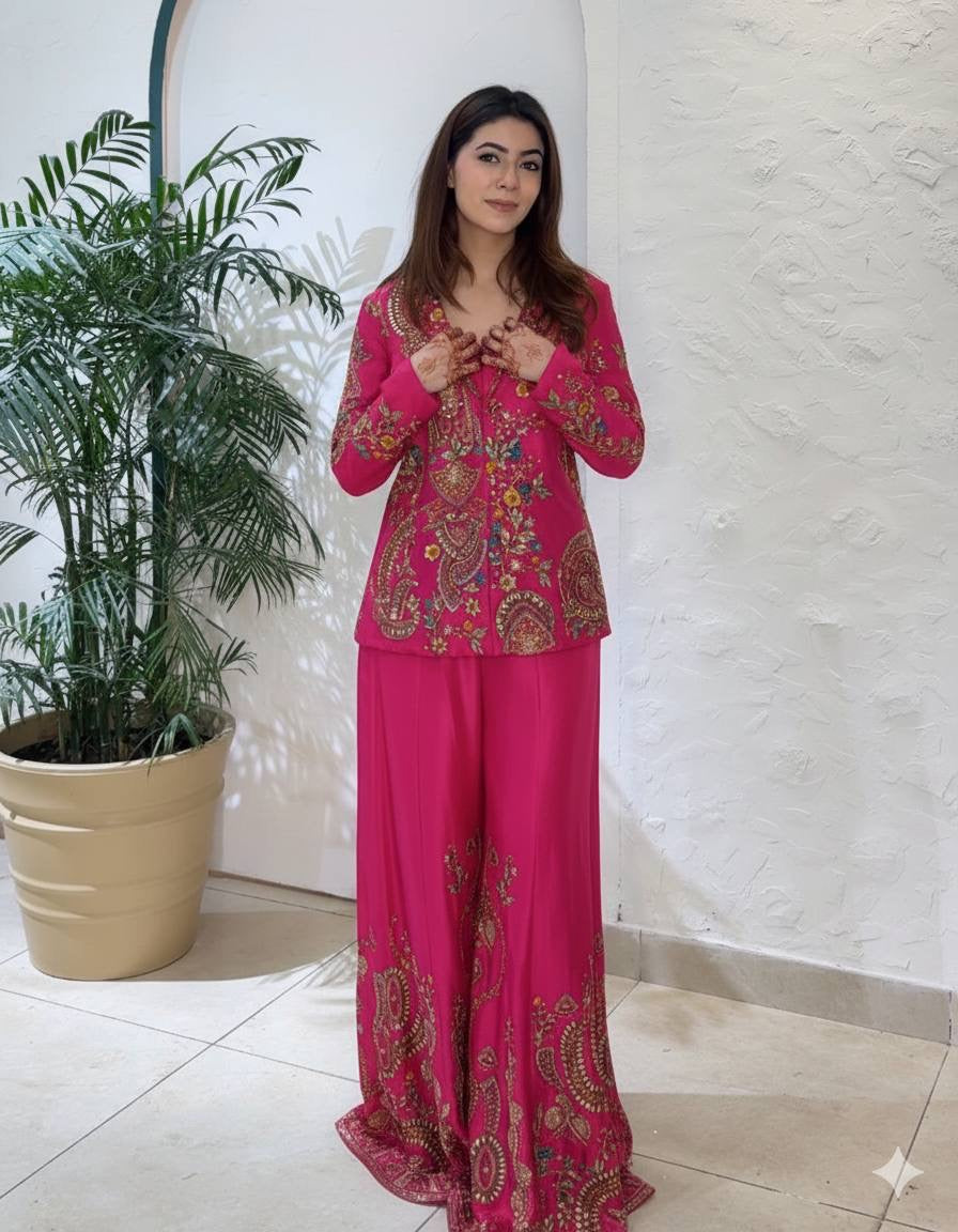 PERFECT FOR PARTY AND WEDDING OUR DESIGNER WEAR 3 PIECE PLAZZO PAIR