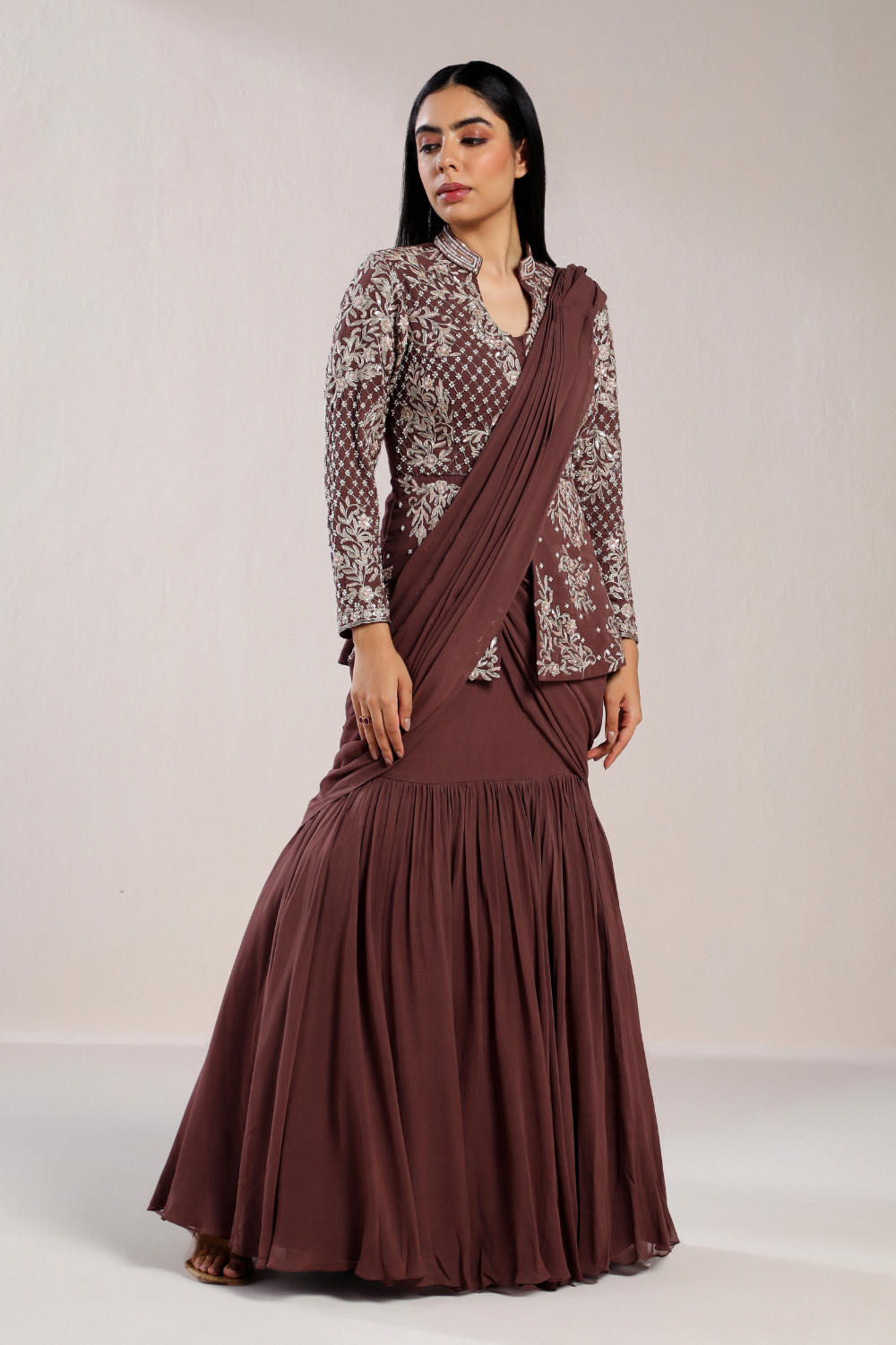 FISH CUT PEPLUM DRAPE SAREE