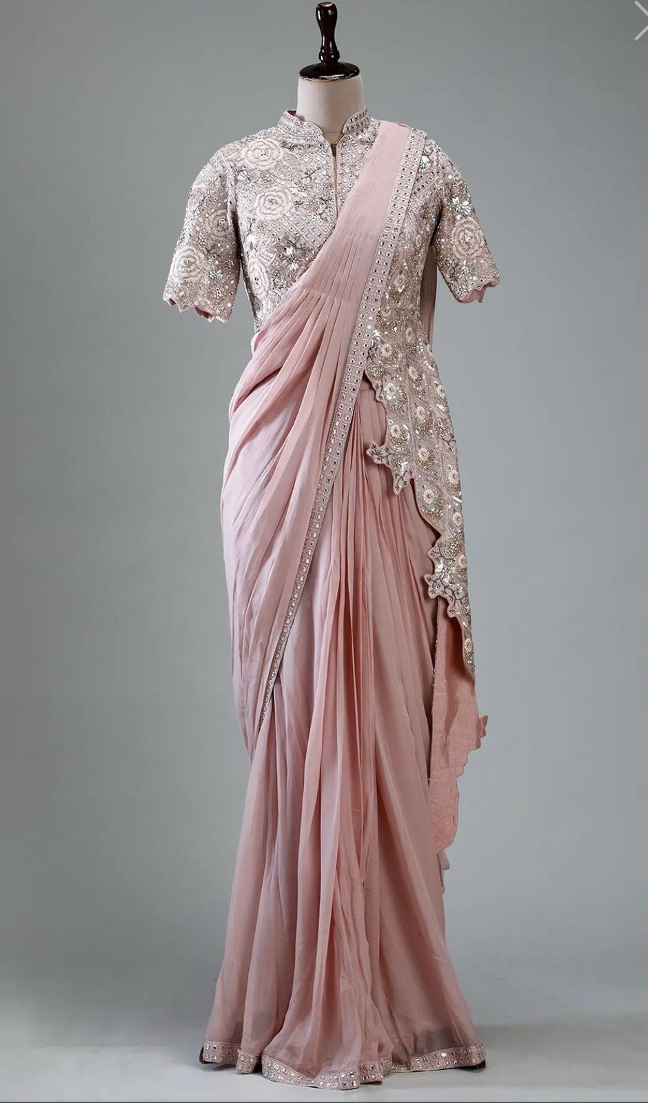 New Super Trending Embroidery cording work ready to wear saree with full koti