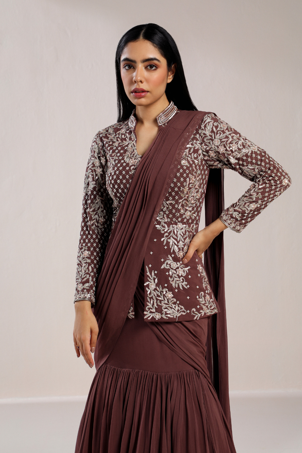 FISH CUT PEPLUM DRAPE SAREE