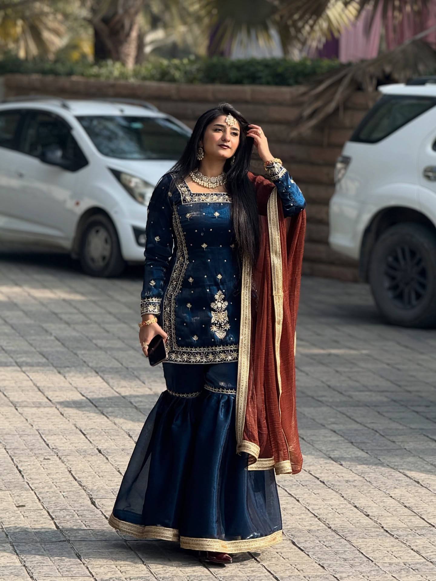 New Designer Party Top Pallazo & Dupatta Set