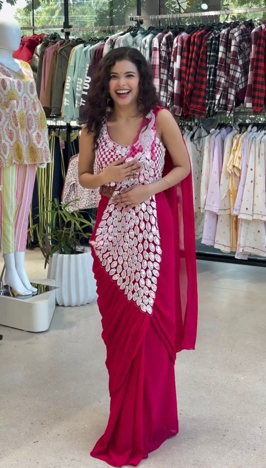 NEW SUPERHIT TRENDING READY TO WEAR SAREE WITH FULLY EMBROIDERED STYLIST BOLUES