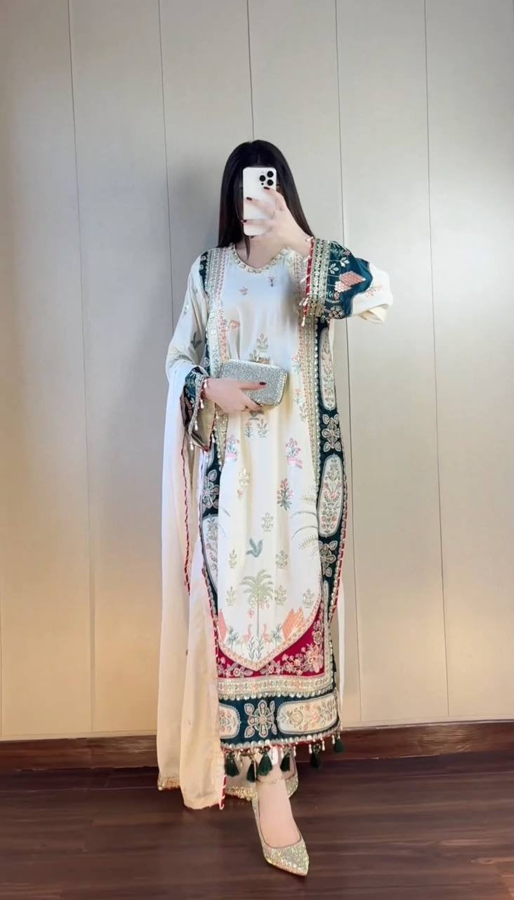 Designer Kaftaan Set with Pant & Dupatta ✨