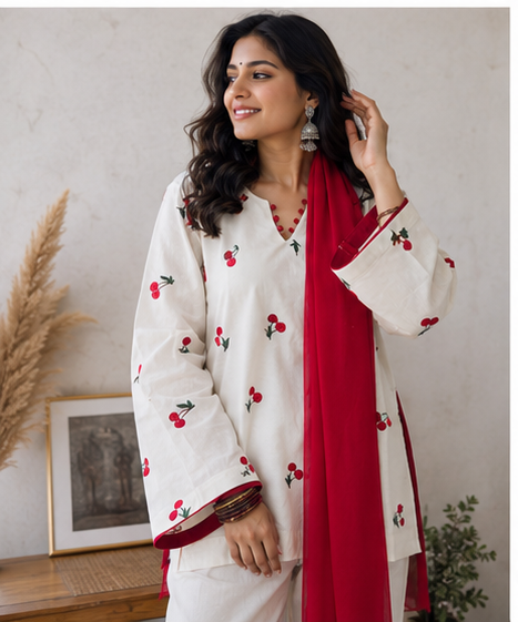 Gulnaar Cherry Garden Coord Set