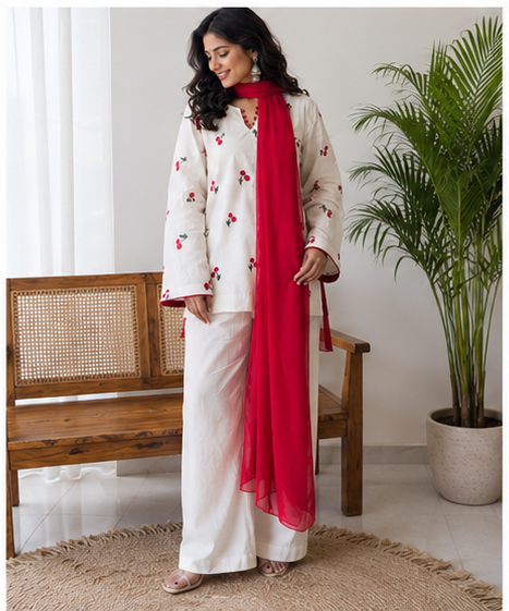 Gulnaar Cherry Garden Coord Set