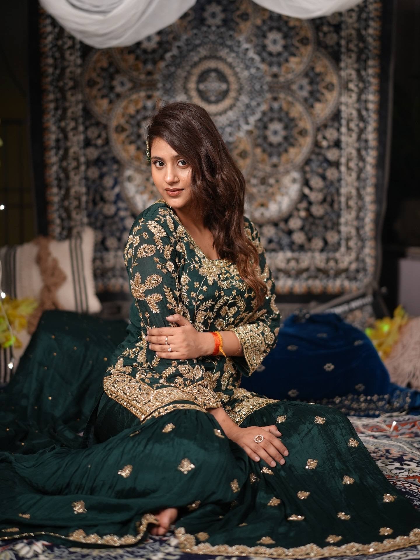 HEAVY SEMI-BEADS EMBROIDERY WORK & ELEGANT STYLE