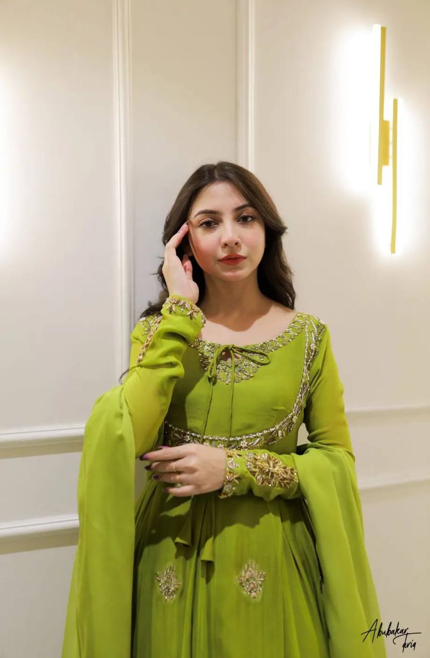 EXCLUSIVE 2 PIECE GOWN WITH DUPATTA IN SEQUENCE EMBROIDERY WORK