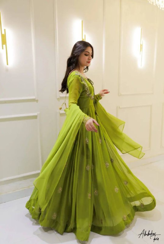 EXCLUSIVE 2 PIECE GOWN WITH DUPATTA IN SEQUENCE EMBROIDERY WORK