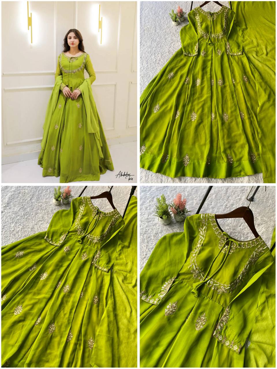 EXCLUSIVE 2 PIECE GOWN WITH DUPATTA IN SEQUENCE EMBROIDERY WORK