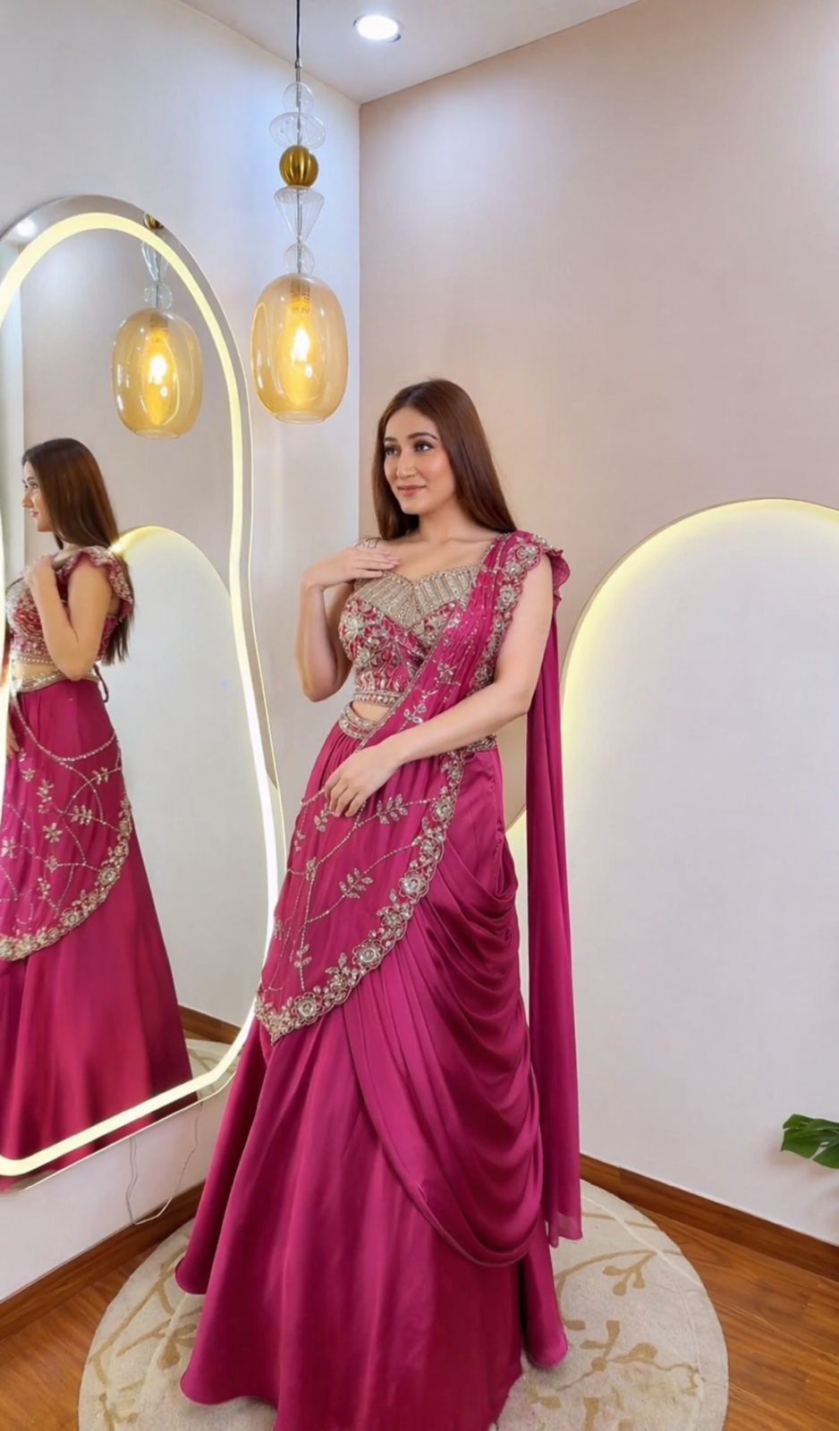 Trending Lehenga Style Saree indow-Western With Blouse set