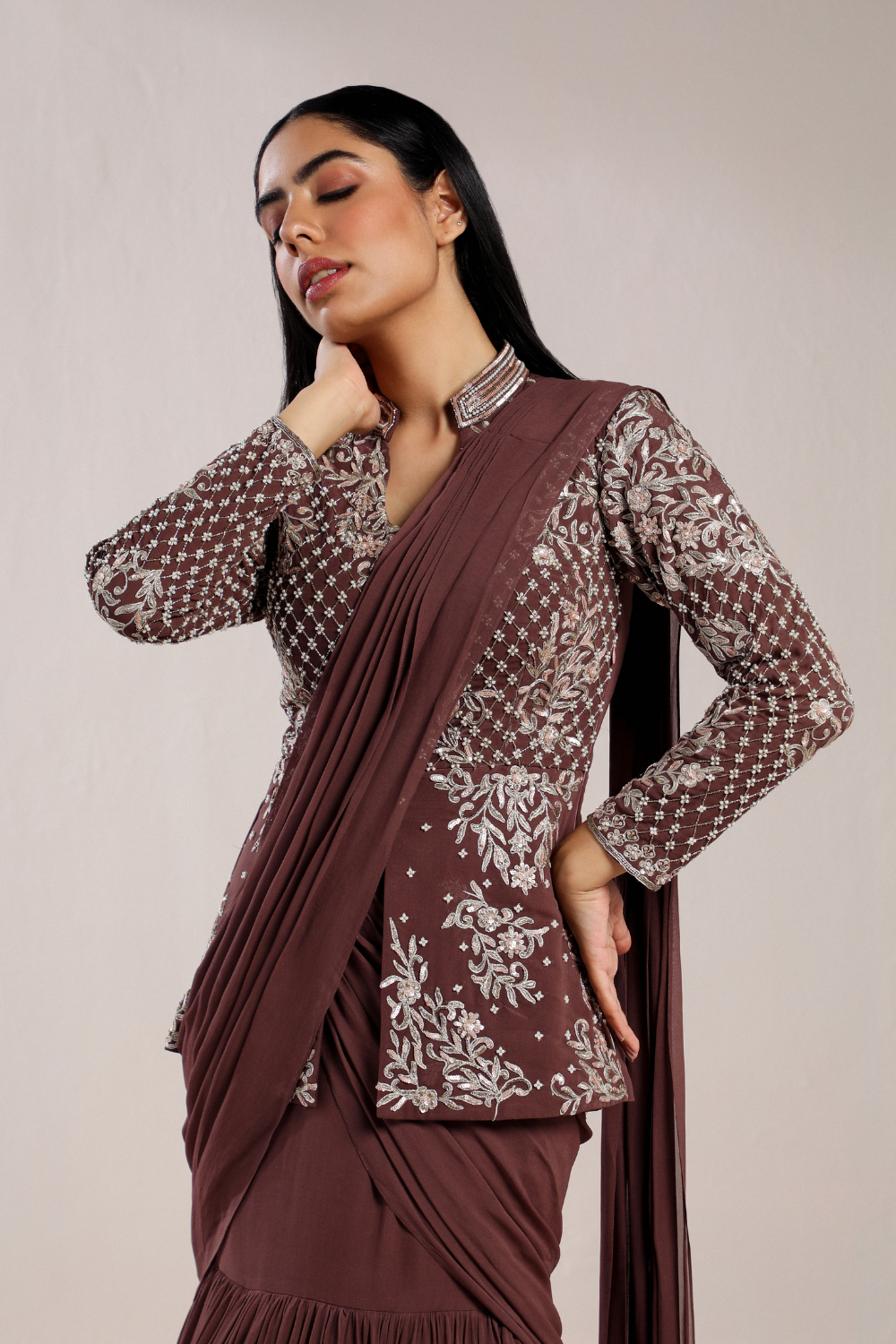 FISH CUT PEPLUM DRAPE SAREE