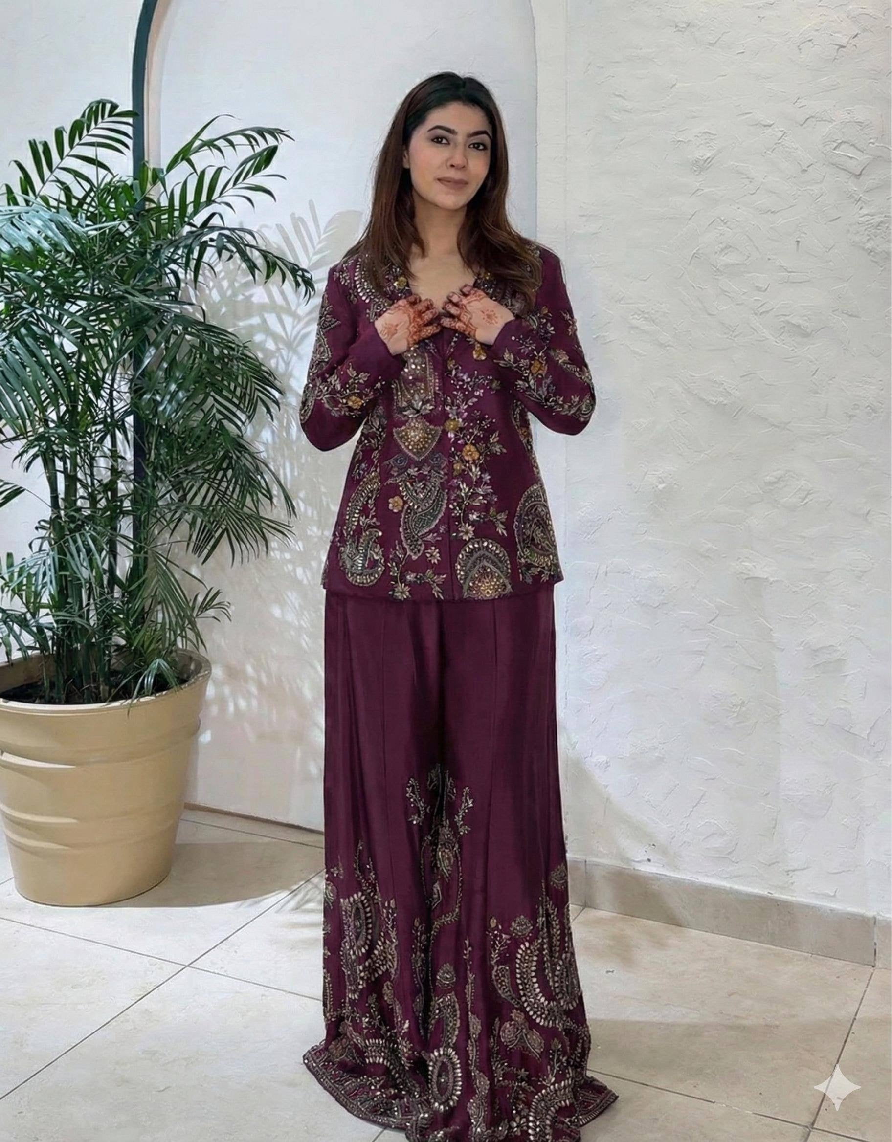 PERFECT FOR PARTY AND WEDDING OUR DESIGNER WEAR 3 PIECE PLAZZO PAIR