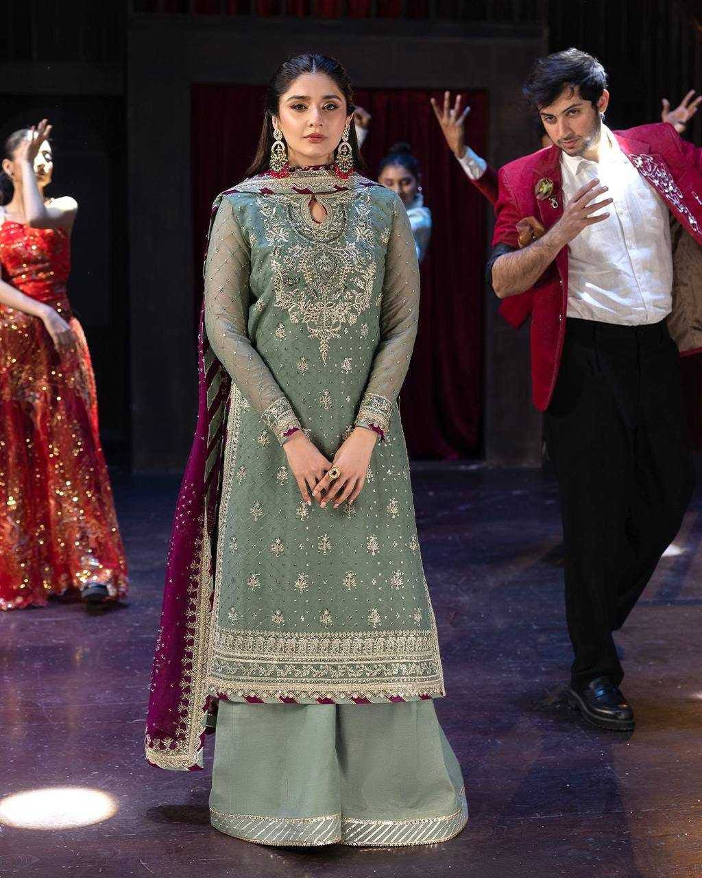 3 PIECES KURTI, PENT & DUPATTA WITH EMBROIDERY WORK