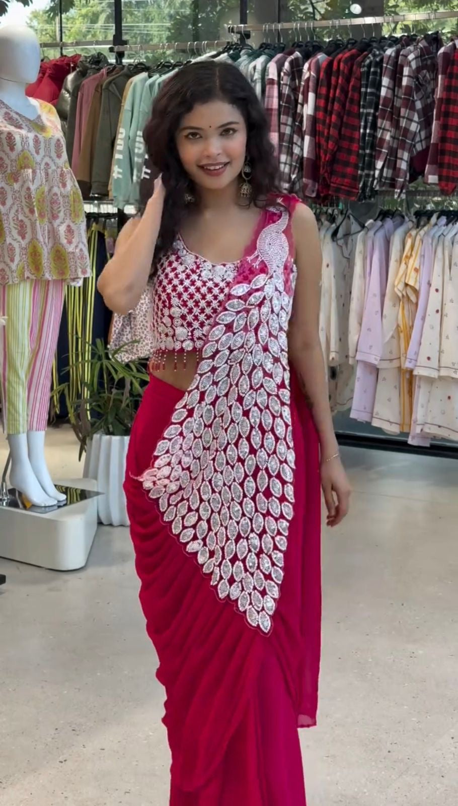 NEW SUPERHIT TRENDING READY TO WEAR SAREE WITH FULLY EMBROIDERED STYLIST BOLUES