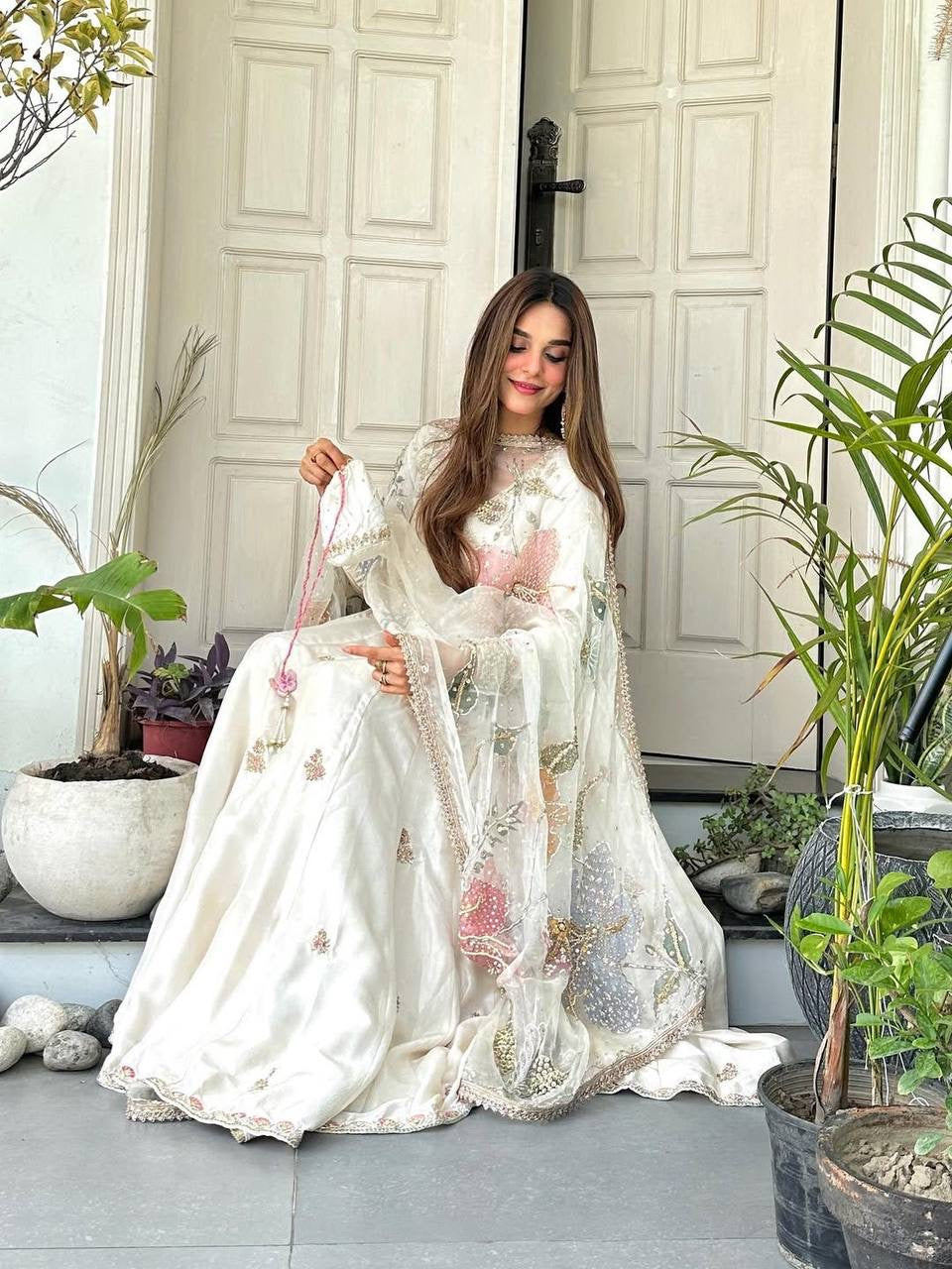 DESIGNER SEQUENCE EMBROIDERED 3 PIECE GOWN PAIR