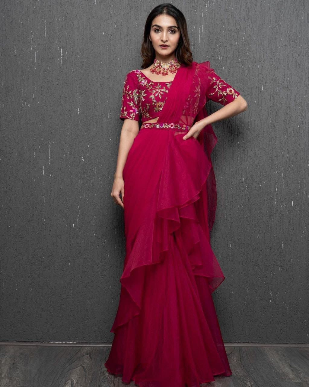 Beautiful Organza Silk Party Wear Saree