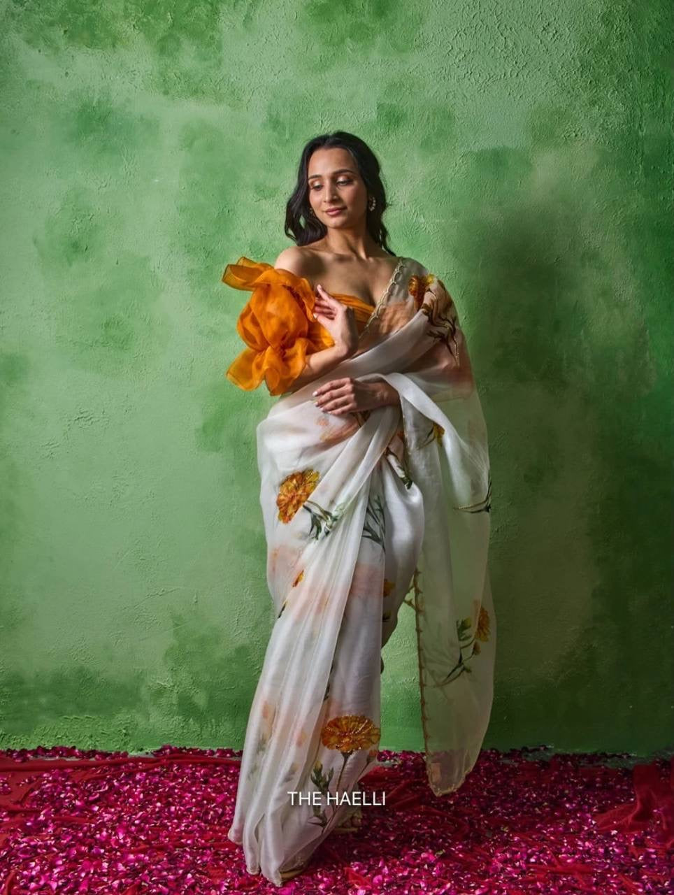 new exclusive floral handwork saree collection