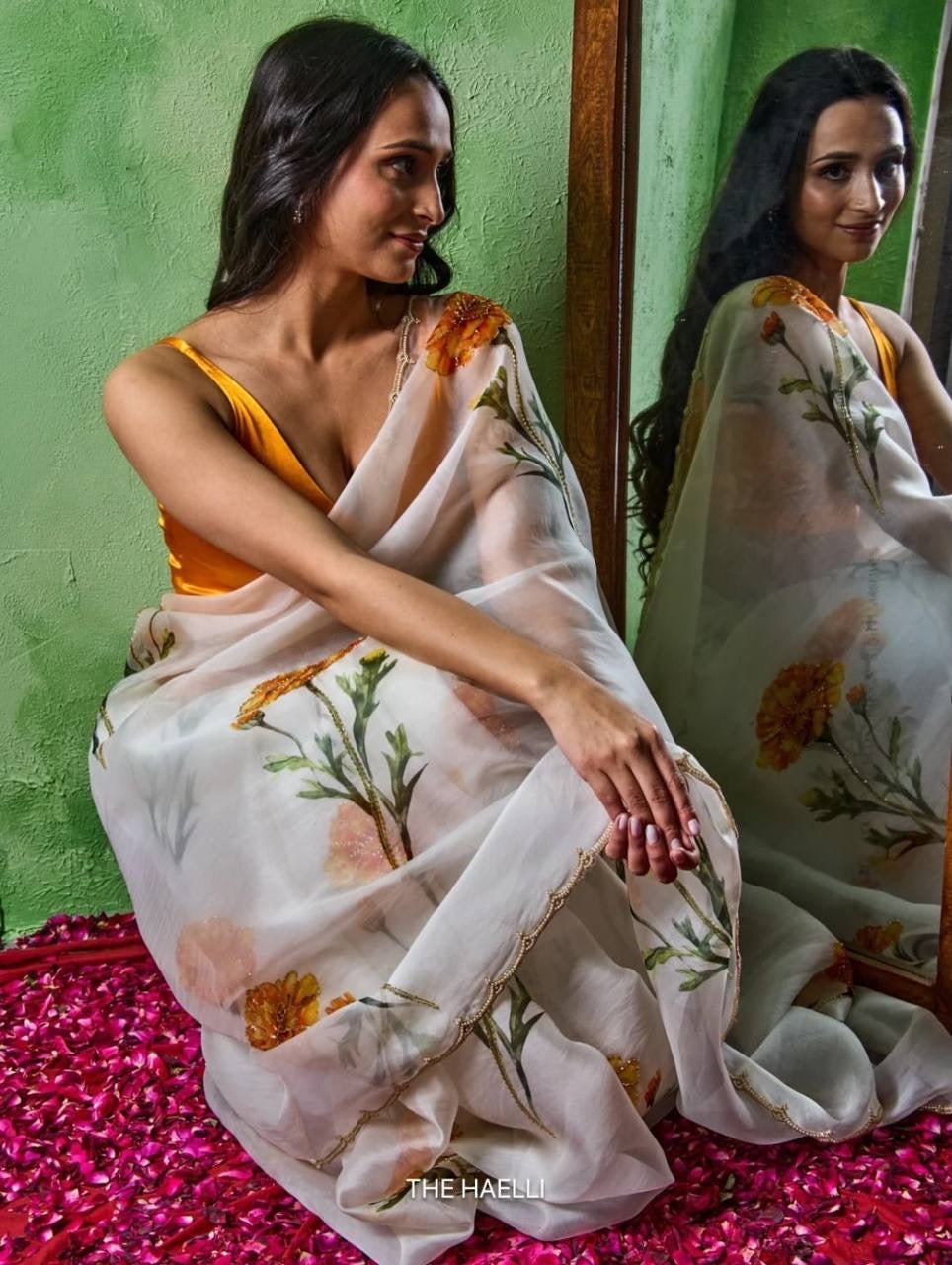 new exclusive floral handwork saree collection
