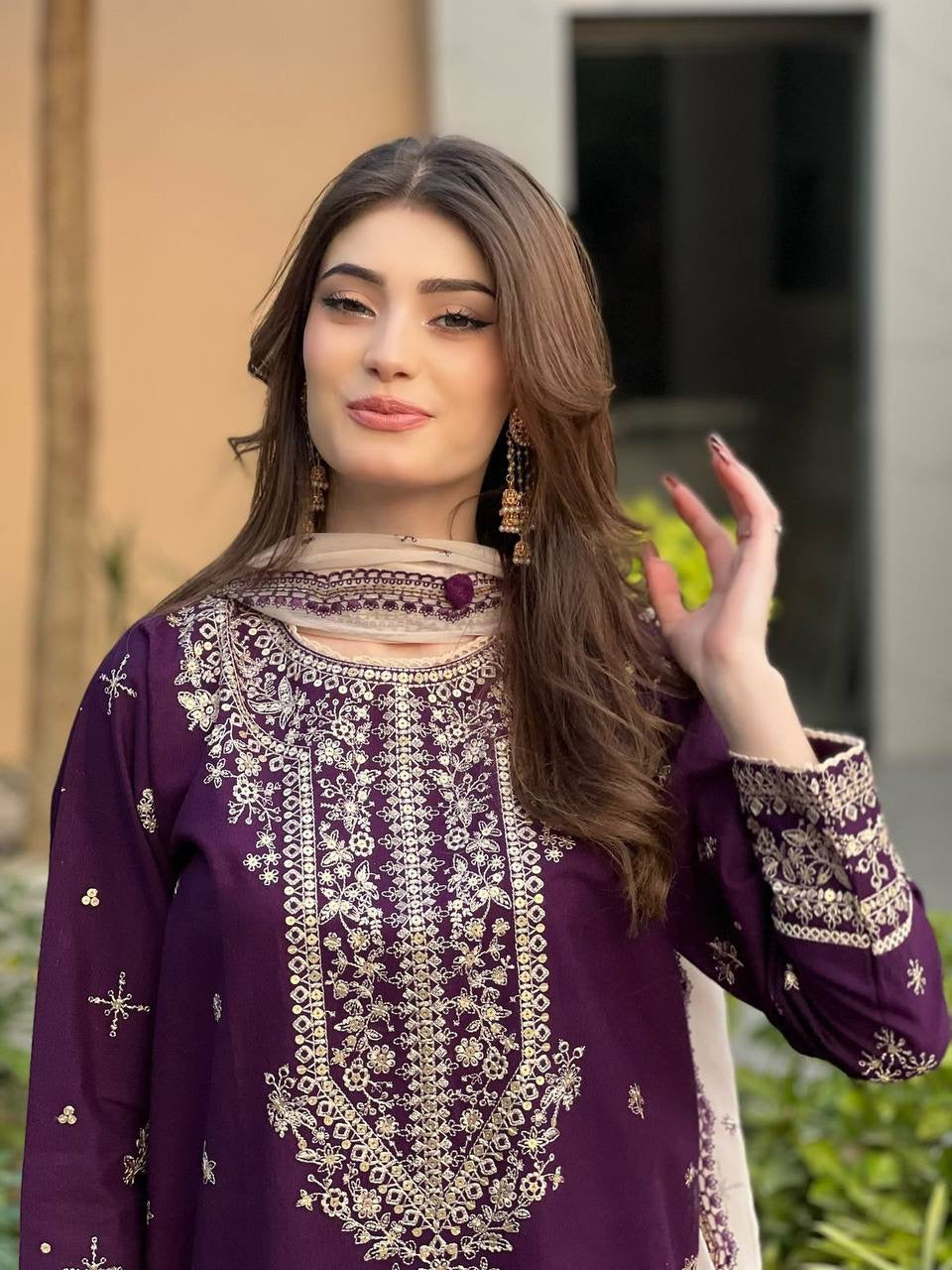✨ EID 🌙 EXCLUSIVE AND TRENDY FOR SEASON OUR SEQUENCE EMBROIDERY WORKED TOP, PANT AND DUPATTA ✨