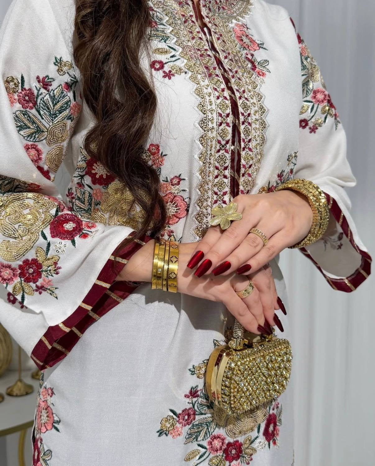 THREAD & SEQUINS, FAUX GEORGETTE FABRIC✨KURTI, DUPATTA & PENT