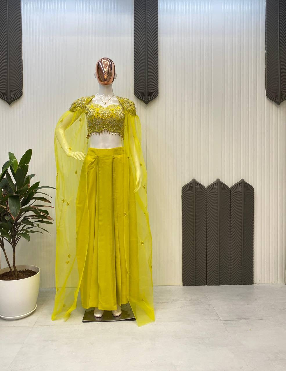 NEW DESIGNER STYLE DHOTI WITH TUBE BLOUSE AND SHRUG