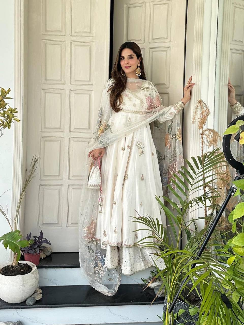 DESIGNER SEQUENCE EMBROIDERED 3 PIECE GOWN PAIR