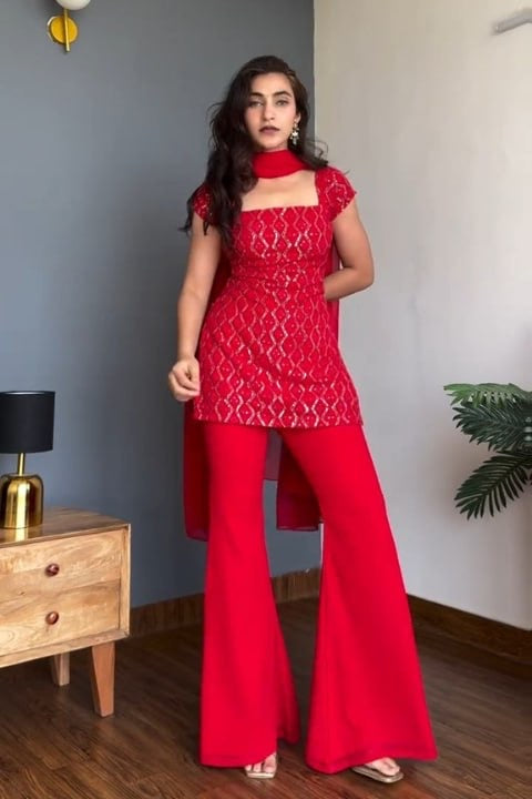90’S STYLE ICONIC KURTA WITH BELL BOTTOM PLAZZO SET