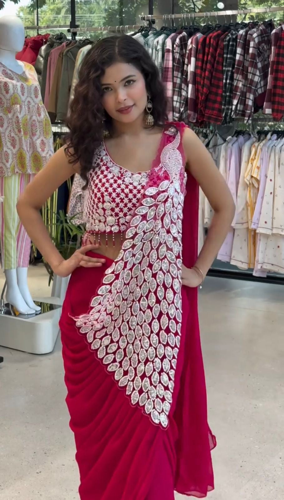 NEW SUPERHIT TRENDING READY TO WEAR SAREE WITH FULLY EMBROIDERED STYLIST BOLUES