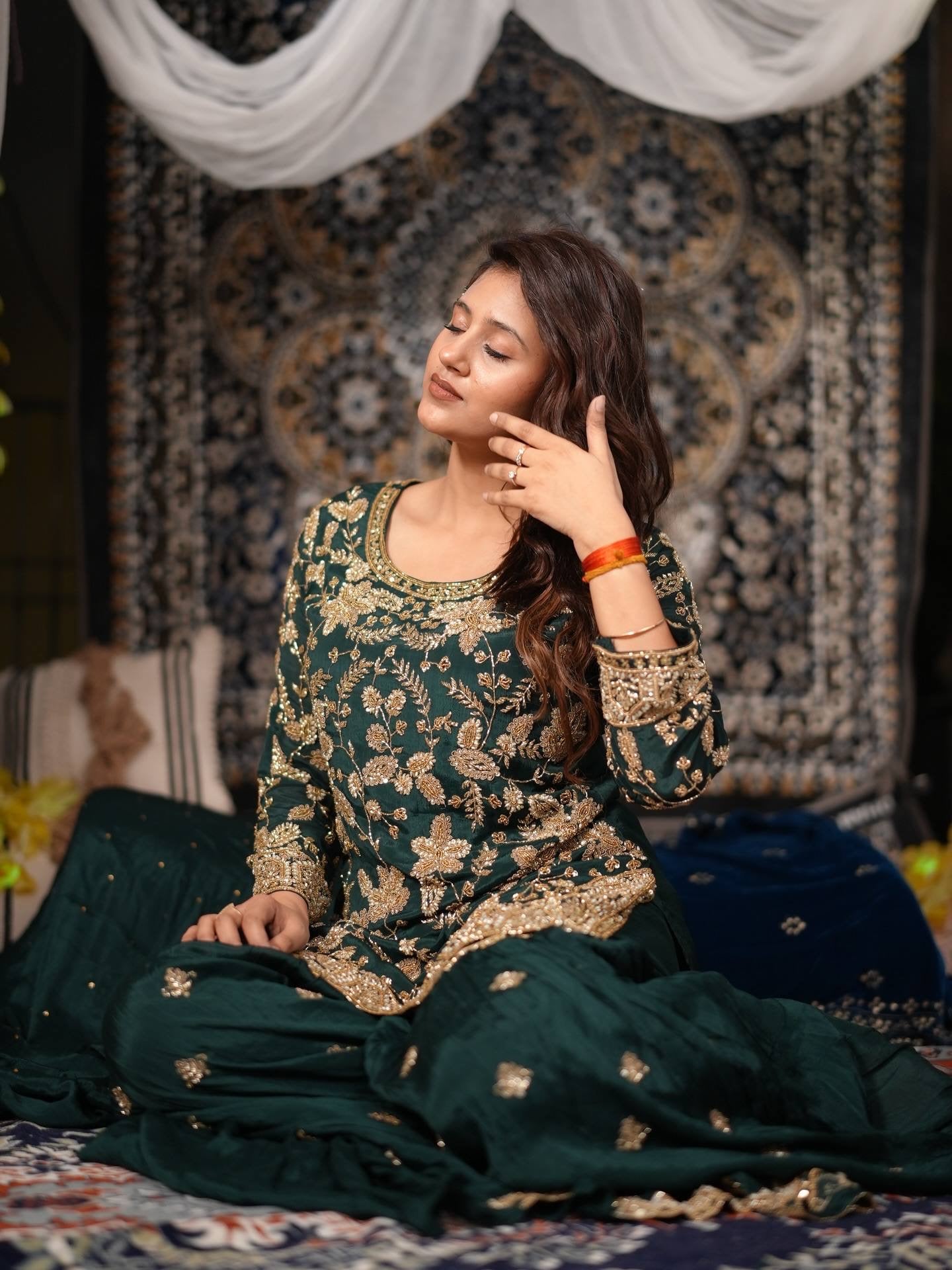 HEAVY SEMI-BEADS EMBROIDERY WORK & ELEGANT STYLE