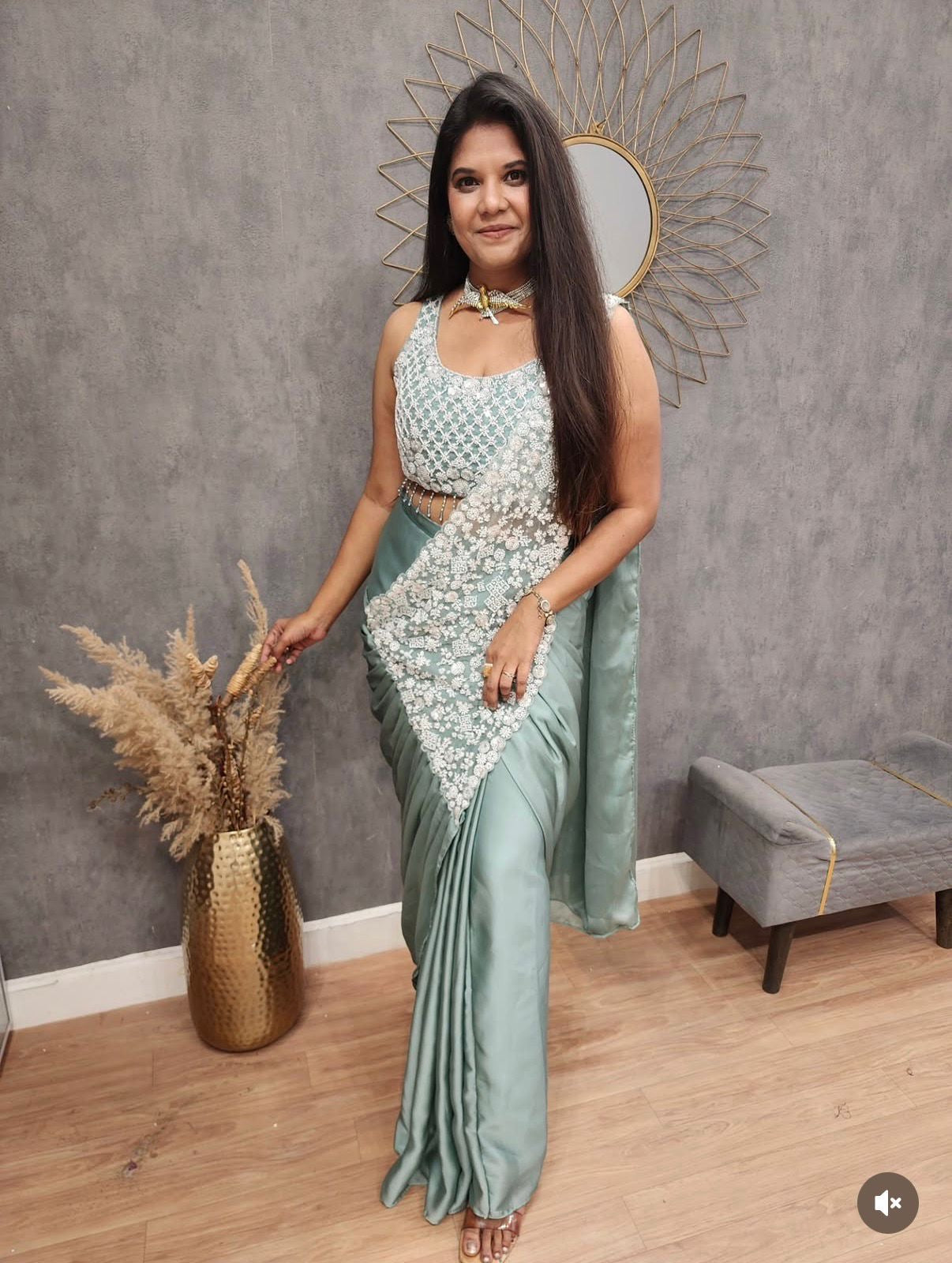 NEW SUPERHIT TRENDING READY TO WEAR SAREE WITH FULLY EMBROIDERED STYLIST BLOUSE