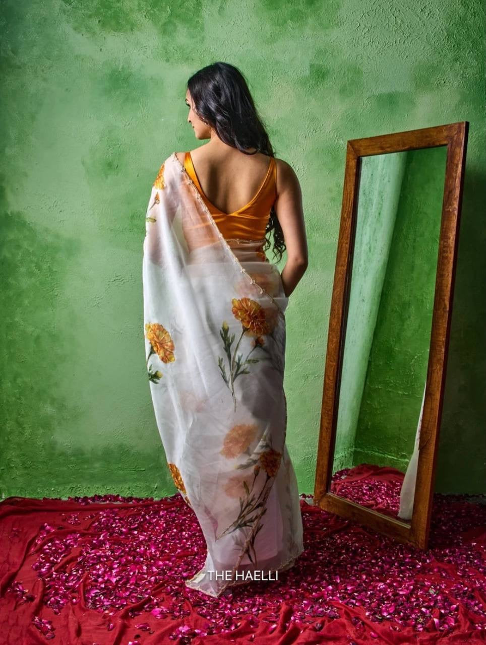 new exclusive floral handwork saree collection