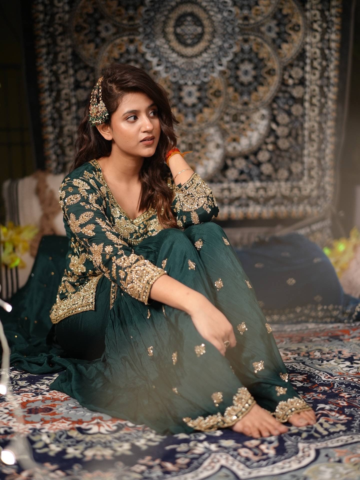 HEAVY SEMI-BEADS EMBROIDERY WORK & ELEGANT STYLE