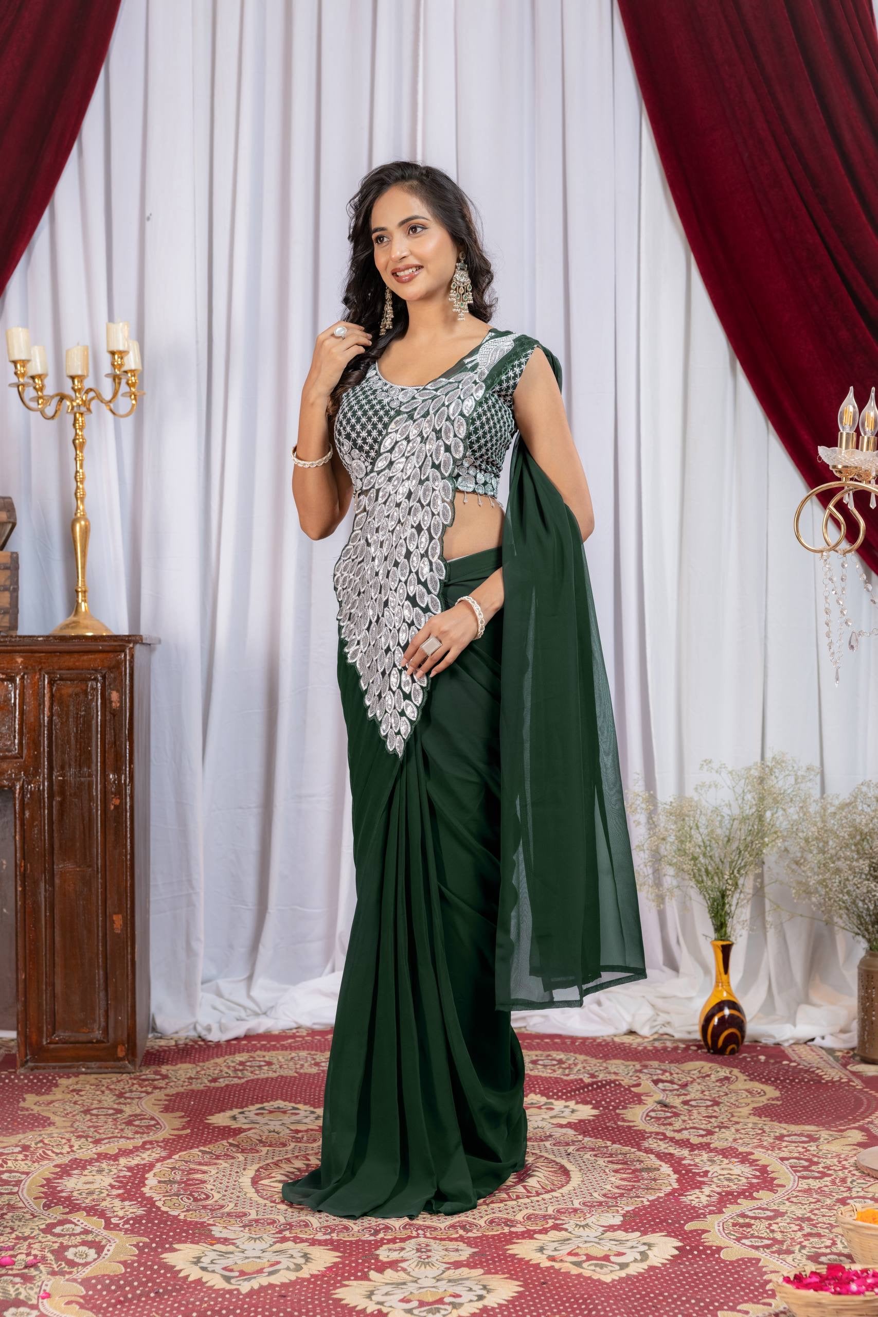 Designer Ready-to-Wear Saree with Stylish Embroidered Blouse