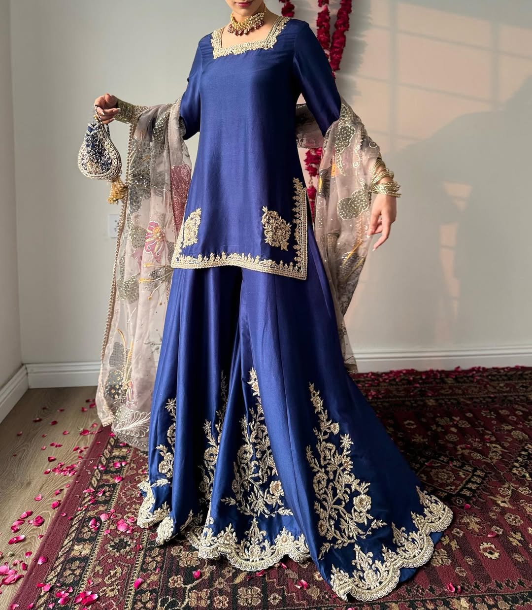 Designer Heavy Chinon Suit with Sequins Embroidery Work