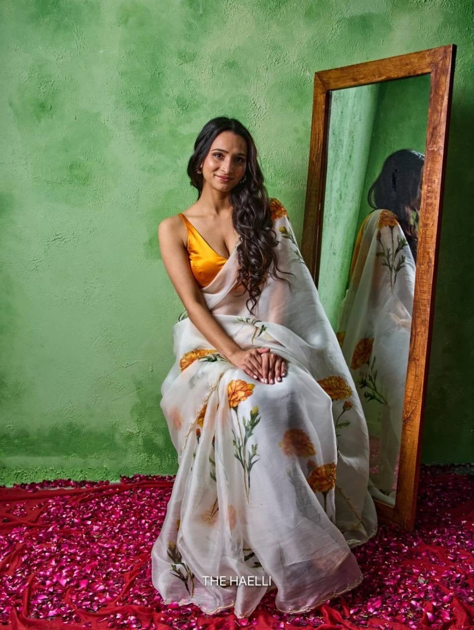 new exclusive floral handwork saree collection